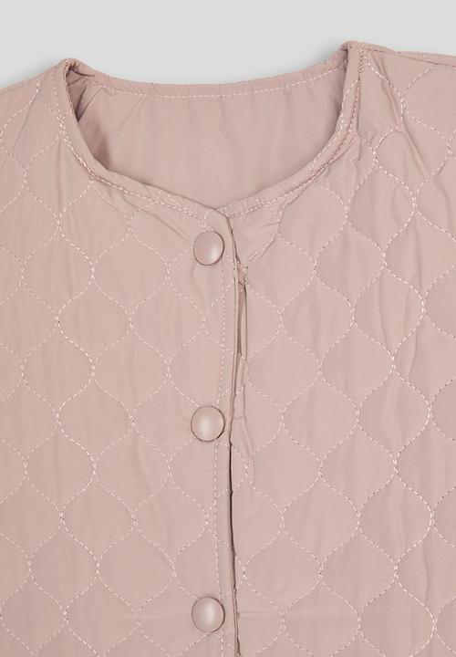 Pop Candy - Quilted collarless jacket - dusty pink