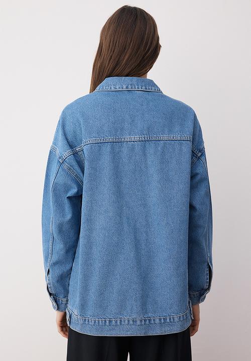 Trendyol - Oversize Trucker Denim Jacket - Blue