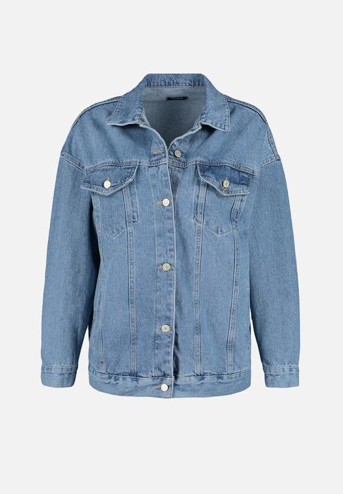 Trendyol - Oversize Trucker Denim Jacket - Blue