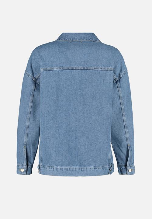 Trendyol - Oversize Trucker Denim Jacket - Blue