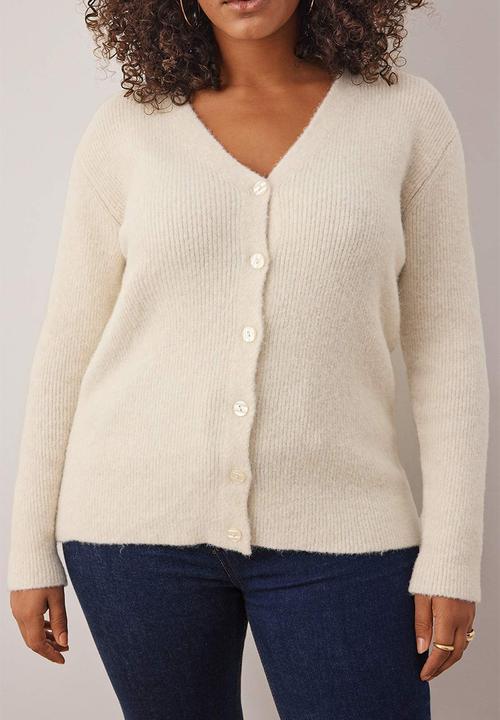 Trendyol - Wardrobe Essentials V-Neck Soft Feel Knitwear Cardigan - Ecru
