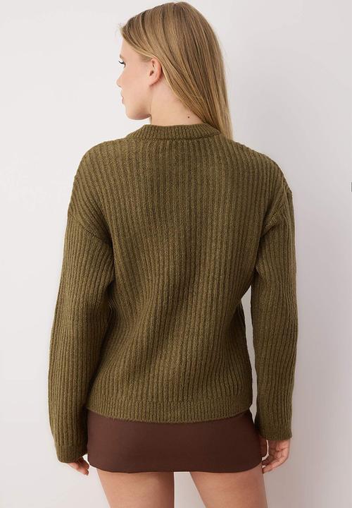 Trendyol - Soft Textured Button Detailed Knitwear Cardigan - Khaki