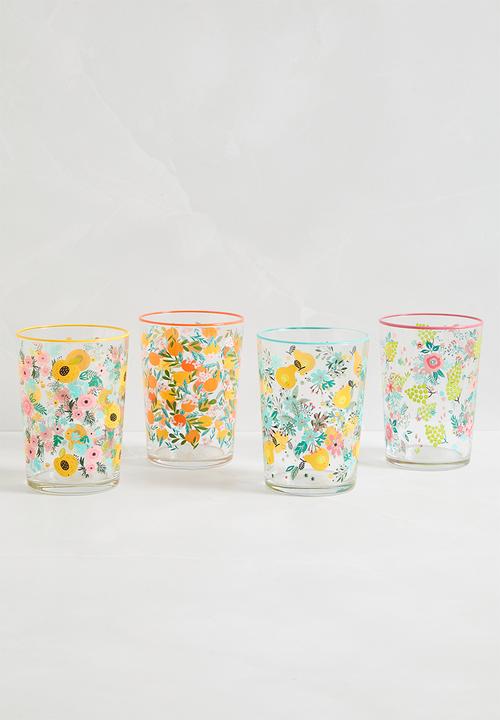Spring Garden Drinking Glass Set Of 4 - Multi