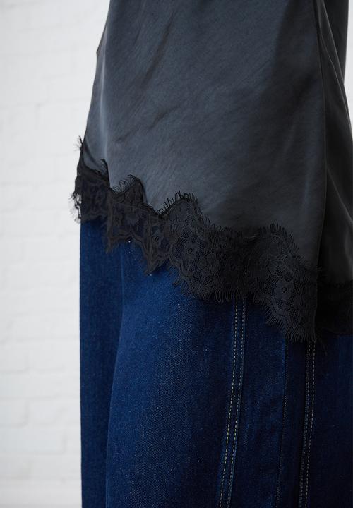Me&B - Lace Satin Cami in Black