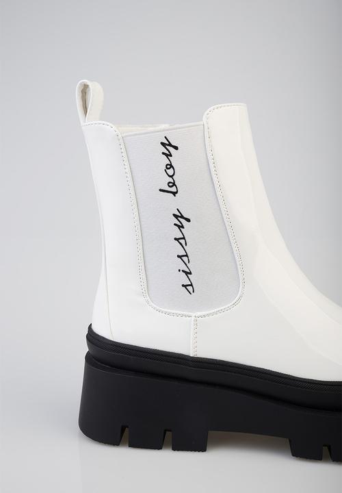 SISSY BOY - Chelsea patent basic Alma boot - white