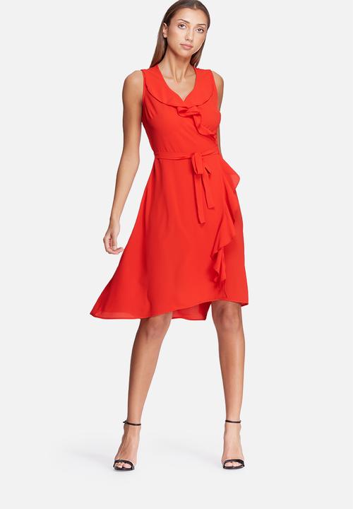 Frill midi wrap dress - red dailyfriday Casual | Superbalist.com