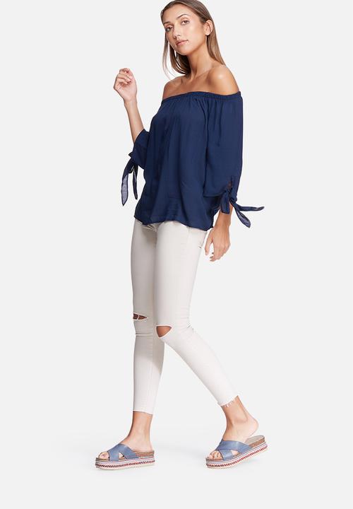 dailyfriday - Off shoulder texture tie top