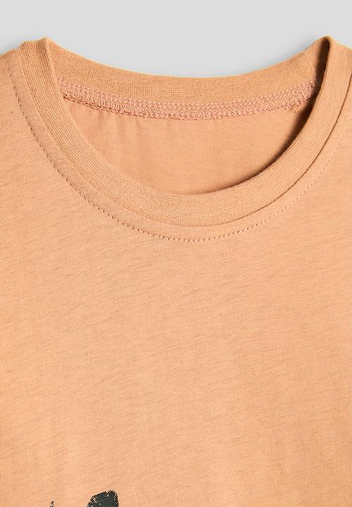 Pop Candy - Collage-style dino graphic long sleeve tee - pastel orange