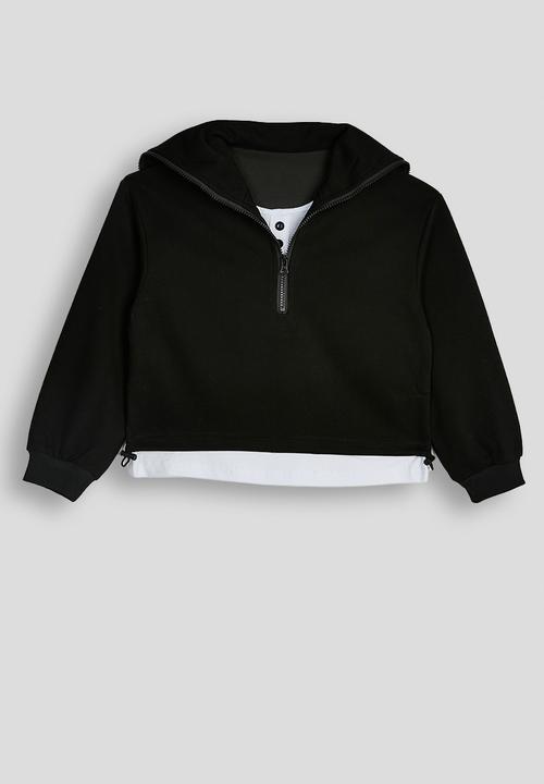 Pop Candy - Zip up sweater & pintuck sweatpants - black