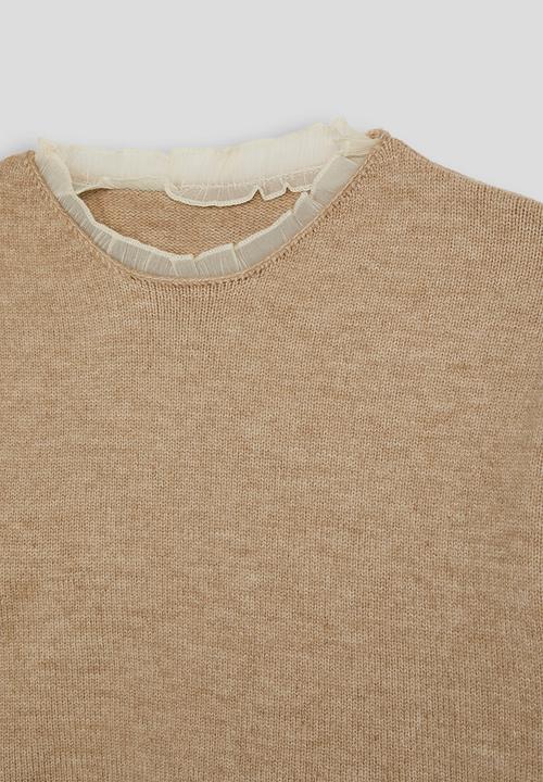 Pop Candy - Knit sweater & midi skirt set - wheat brown