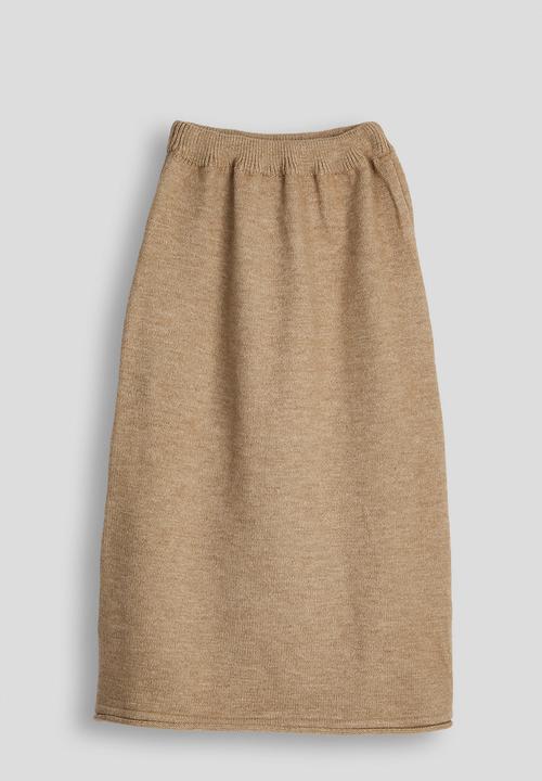 Pop Candy - Knit sweater & midi skirt set - wheat brown