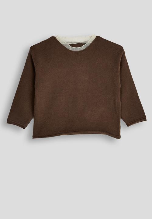 Pop Candy - Knit sweater & midi skirt set - chocolate