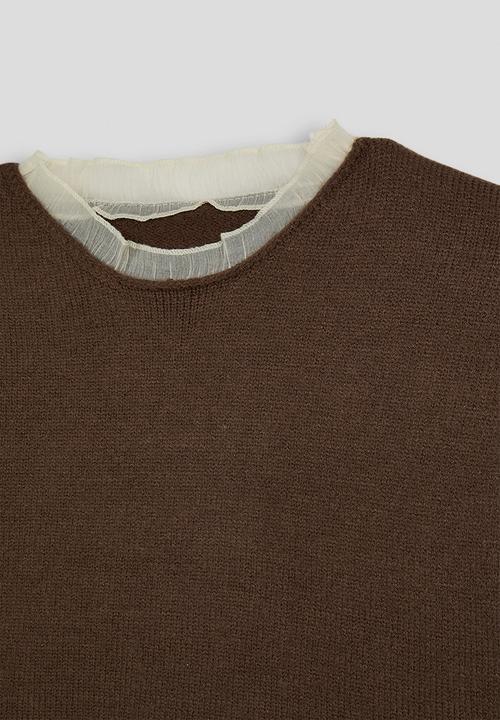 Pop Candy - Knit sweater & midi skirt set - chocolate