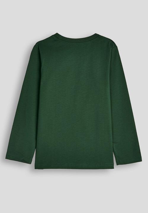 Pop Candy - Dino graphic print long sleeve tshirt - dark green/orange
