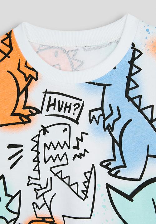 Pop Candy - Graffiti dino graphic sweat top - white