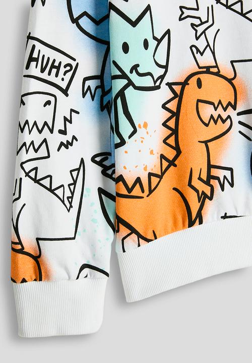 Pop Candy - Graffiti dino graphic sweat top - white