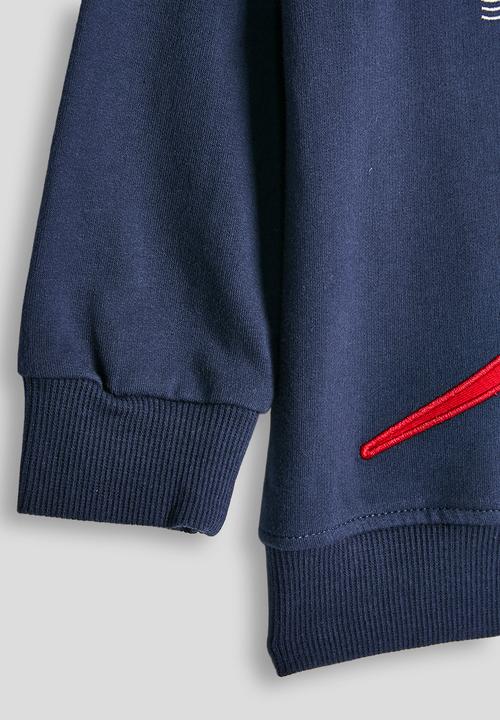 Pop Candy - Embroidered airplane graphic sweatshirt - navy