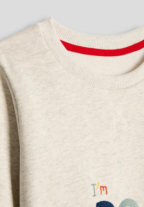 Pop Candy - Embroidered dino graphic print sweat top - ivory