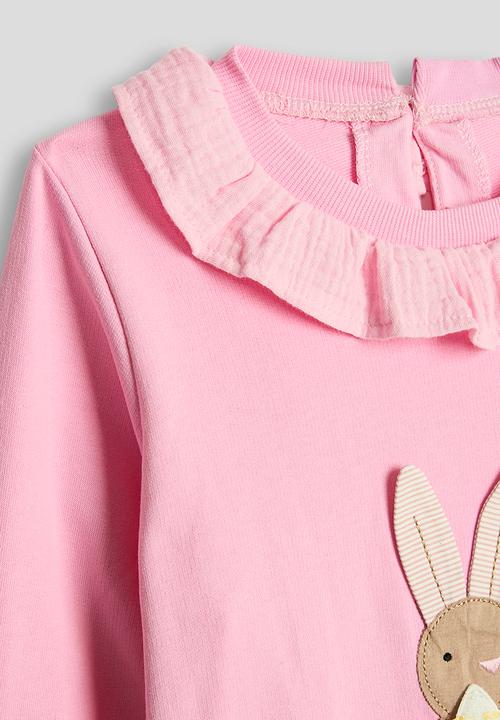 Pop Candy - Bunny patchwork graphic sweat top keyhole closure - pink