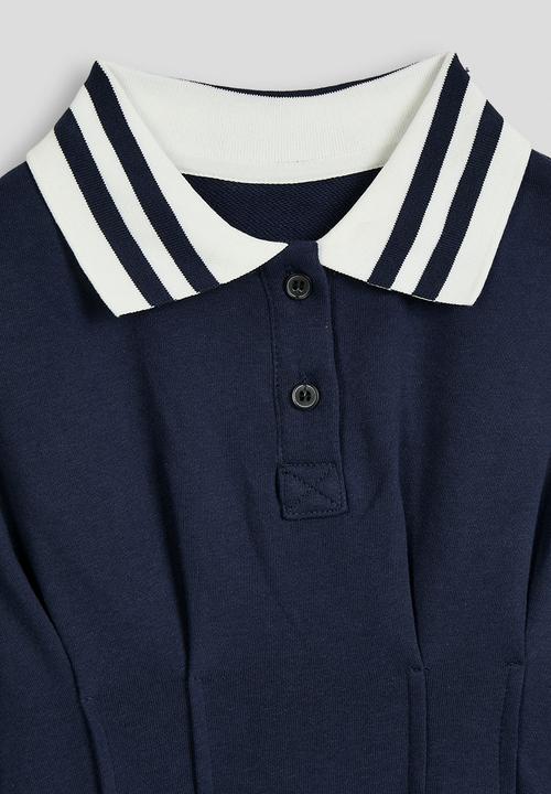 Pop Candy - Panel golfer dress with pleats - navy & white