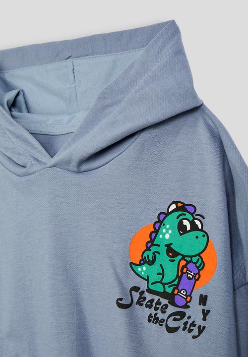 Pop Candy - Placement print hoodie - blue/dino