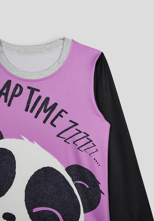 Pop Candy - Long sleeve pj set - black/lavender/multi