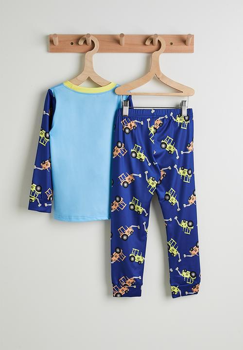 Pop Candy - Excavator graphic and aop pj set - blue/light navy/multi