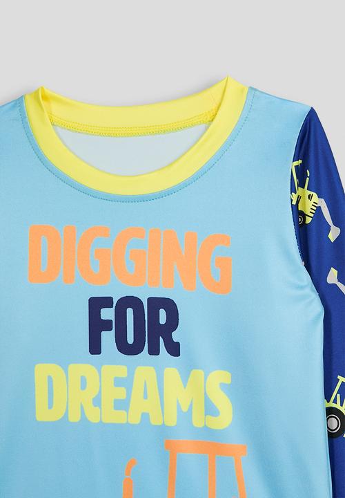 Pop Candy - Excavator graphic and aop pj set - blue/light navy/multi