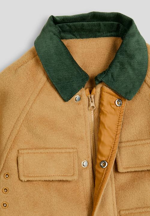 Pop Candy - Melton barn jacket - tan/dark green