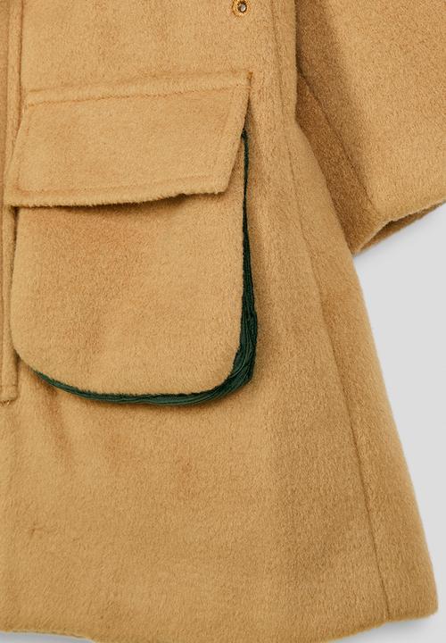 Pop Candy - Melton barn jacket - tan/dark green
