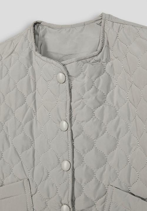 Pop Candy - Quilted collarless jacket - ash grey