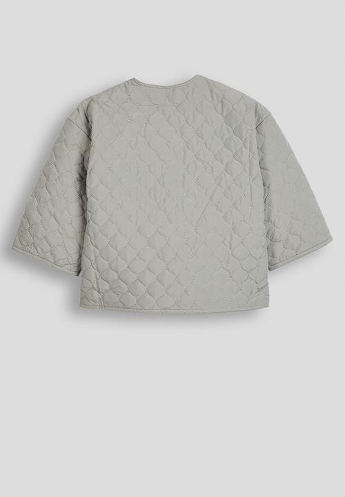 Pop Candy - Quilted collarless jacket - ash grey