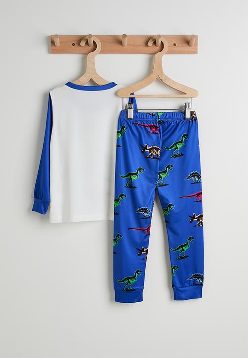 Pop Candy - Dino long sleeve pj set - blue/white/multi