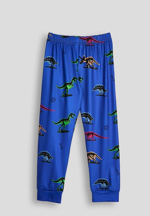 Pop Candy - Dino long sleeve pj set - blue/white/multi