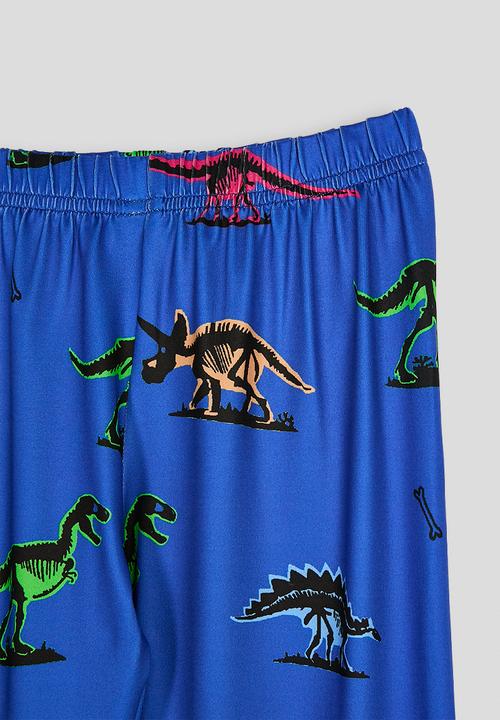 Pop Candy - Dino long sleeve pj set - blue/white/multi