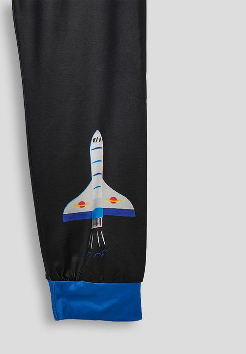 Pop Candy - Slogan raglan sleeve pj set - black/blue