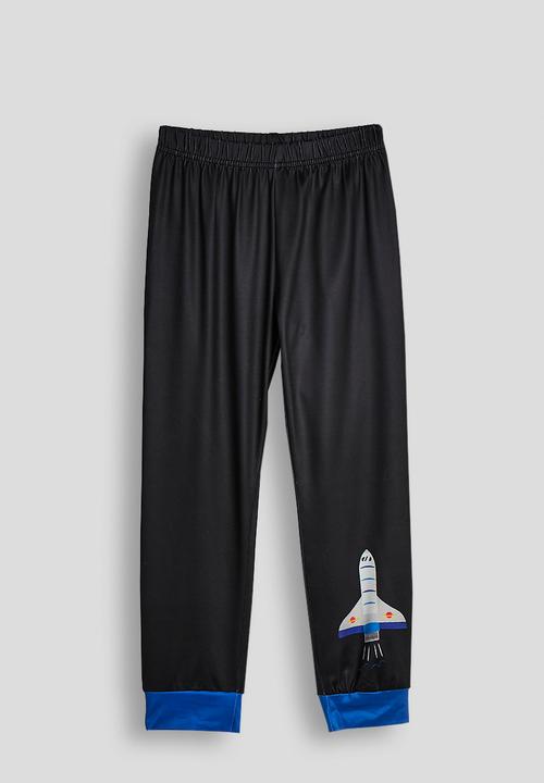 Pop Candy - Slogan raglan sleeve pj set - black/blue