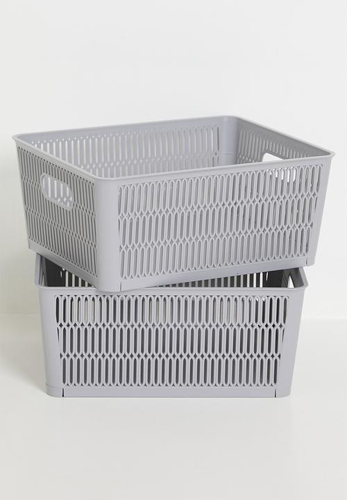 Storage Solutions - Meshy Storage Basket Set Of 2 - Grey