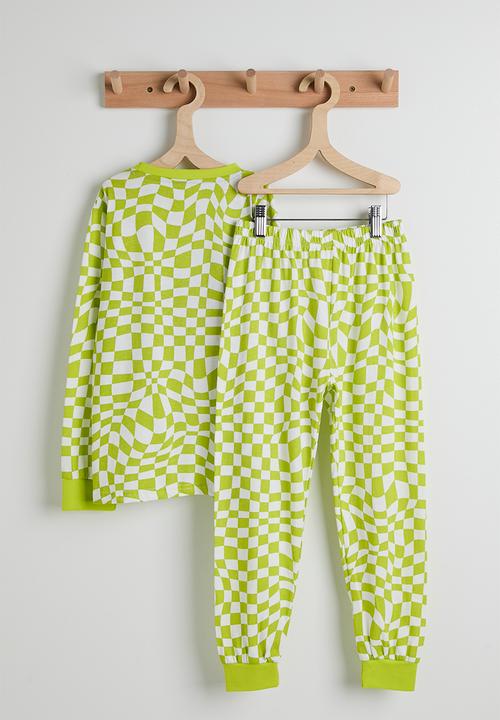Pop Candy - Long sleeved pj set - lime green/checkerboard
