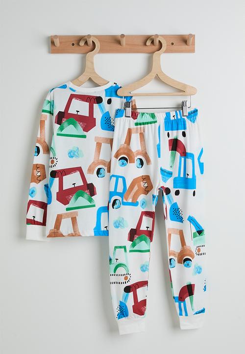 Pop Candy - Cartoon fleet aop pj set - white/multi