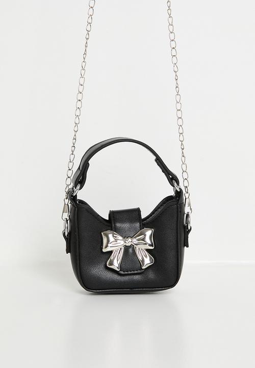 Pop Candy - Handbag with metallic bow buckle - black