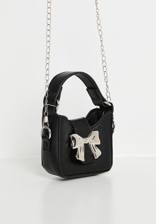 Pop Candy - Handbag with metallic bow buckle - black
