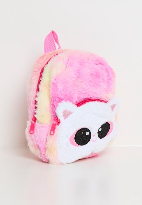 Pop Candy - Kitten face plush backpack - pink gradient/white