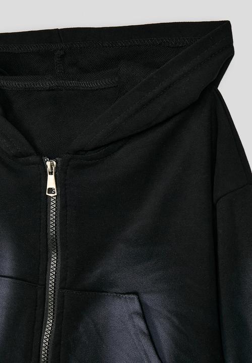 Pop Candy - Spray painted crop hoodie - black