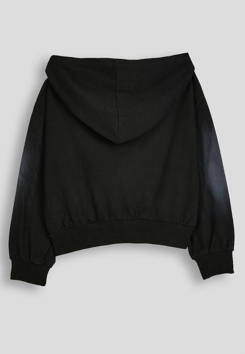 Pop Candy - Spray painted crop hoodie - black