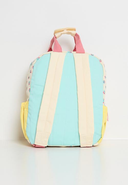 Pop Candy - Pastel colourblock backpack - neutral/strawberry aop