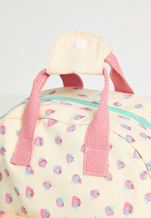 Pop Candy - Pastel colourblock backpack - neutral/strawberry aop