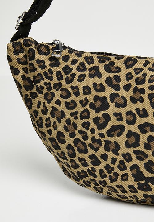Pop Candy - Denim moon shaped bag - leopard print