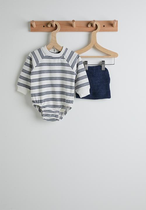 Pop Candy - Long sleeve bodysuit with beanie - navy stripes/navy