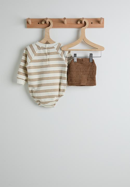 Pop Candy - Long sleeve bodysuit with beanie - brown stripes/brown